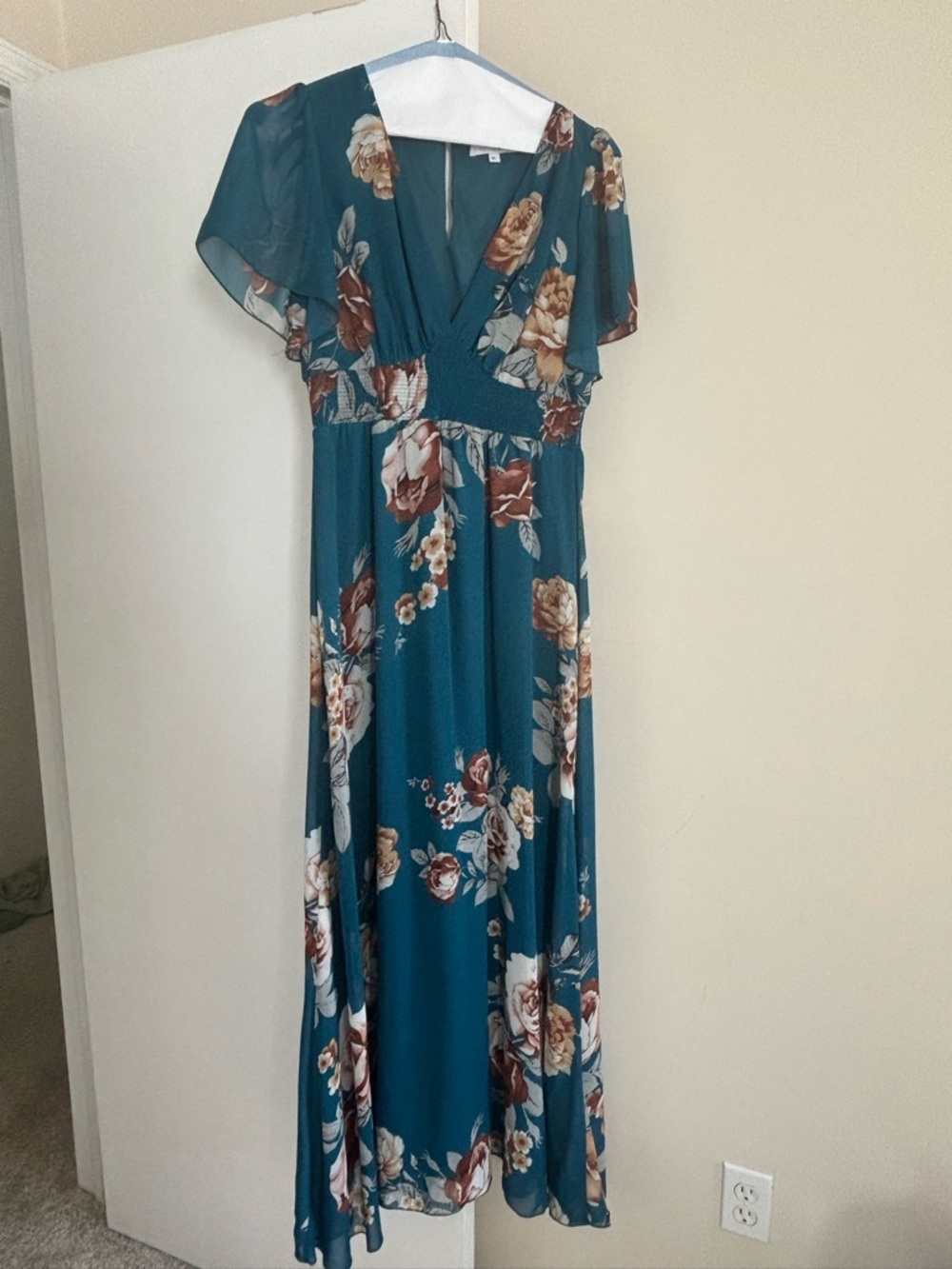 Baltic Born Teal Floral V-Neck Maxi Dress